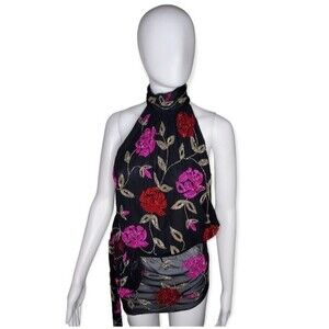 CheetaB Floral Beaded Top Size 6